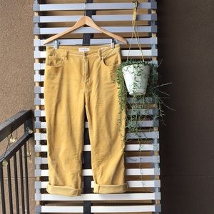 Yellow Corduroy Mom Jeans High Waisted Cropped